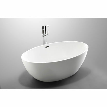 Vanity Art 69 Inch Freestanding White Acrylic Bathtub VA6834