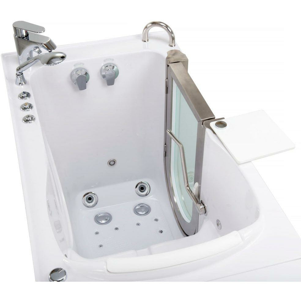 Ella's Bubbles Petite 28"W x 52"L Acrylic Air and Hydro Massage Walk-In Bathtub with Inward Swing Door, Fast Fill Faucet, 2" Dual Drain 9316