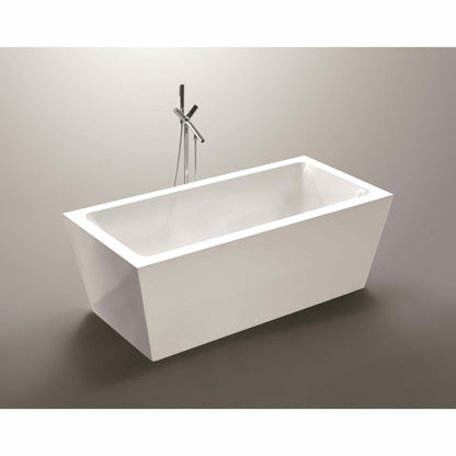 Vanity Art 59 Inch Freestanding White Acrylic Bathtub VA6814