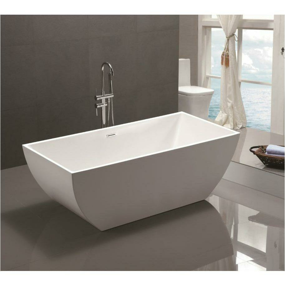 Vanity Art 59 Inch Freestanding Acrylic Soaking Bathtub VA6821