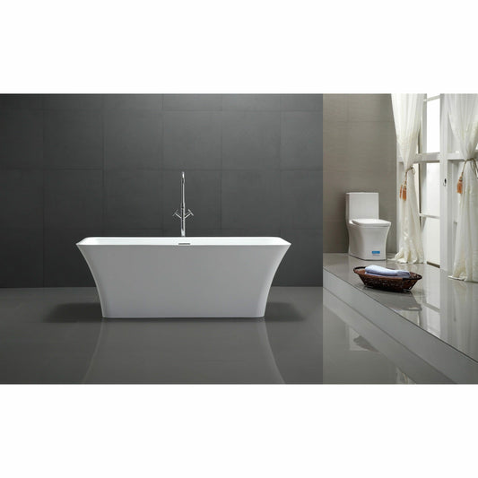 Vanity Art 67 Inch Freestanding Soaking Acrylic Bathtub VA6820