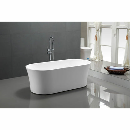 Vanity Art 63 Inch Freestanding White Acrylic Bathtub VA6809