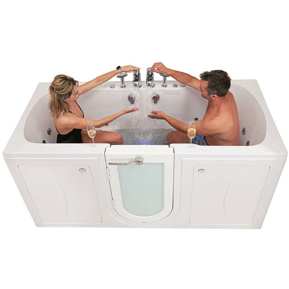 Ella's Bubbles Big4Two 36"W x 80"L Hydro + Air Massage w/ Independent Foot Massage Acrylic Two Seat Walk-In Bathtub, with Outswing Door,  2" Dual Drain  TO2SA3680