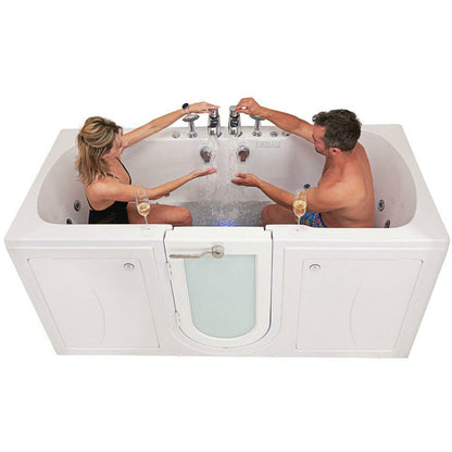 Ella's Bubbles Big4Two 36"W x 80"L Hydro + Air Massage w/ Independent Foot Massage Acrylic Two Seat Walk-In Bathtub, with Outswing Door,  2" Dual Drain  TO2SA3680