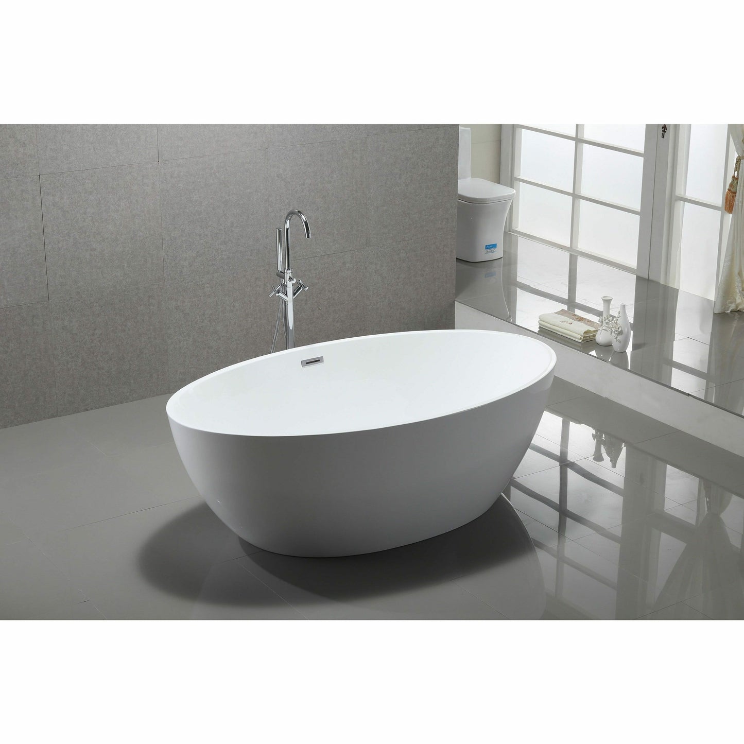 Vanity Art 69 Inch Freestanding White Acrylic Bathtub VA6834