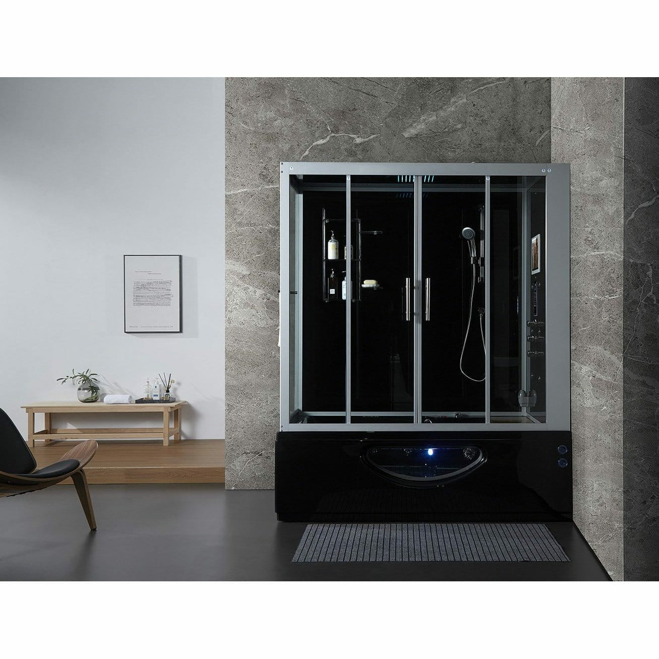 Maya Bath Catania Platinum 71" × 38" × 88" Steam Shower -  Black 1