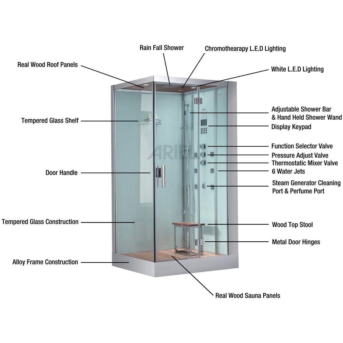 Platinum 59" x 35" x 87" Walk In Steam Shower  DZ961F8