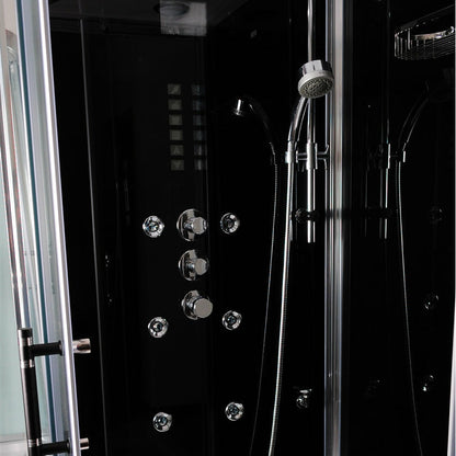 Athena 59" x 36" x 89" Right Rectangular Steam Shower with Black Tempered Glass Walls WS141R-Black