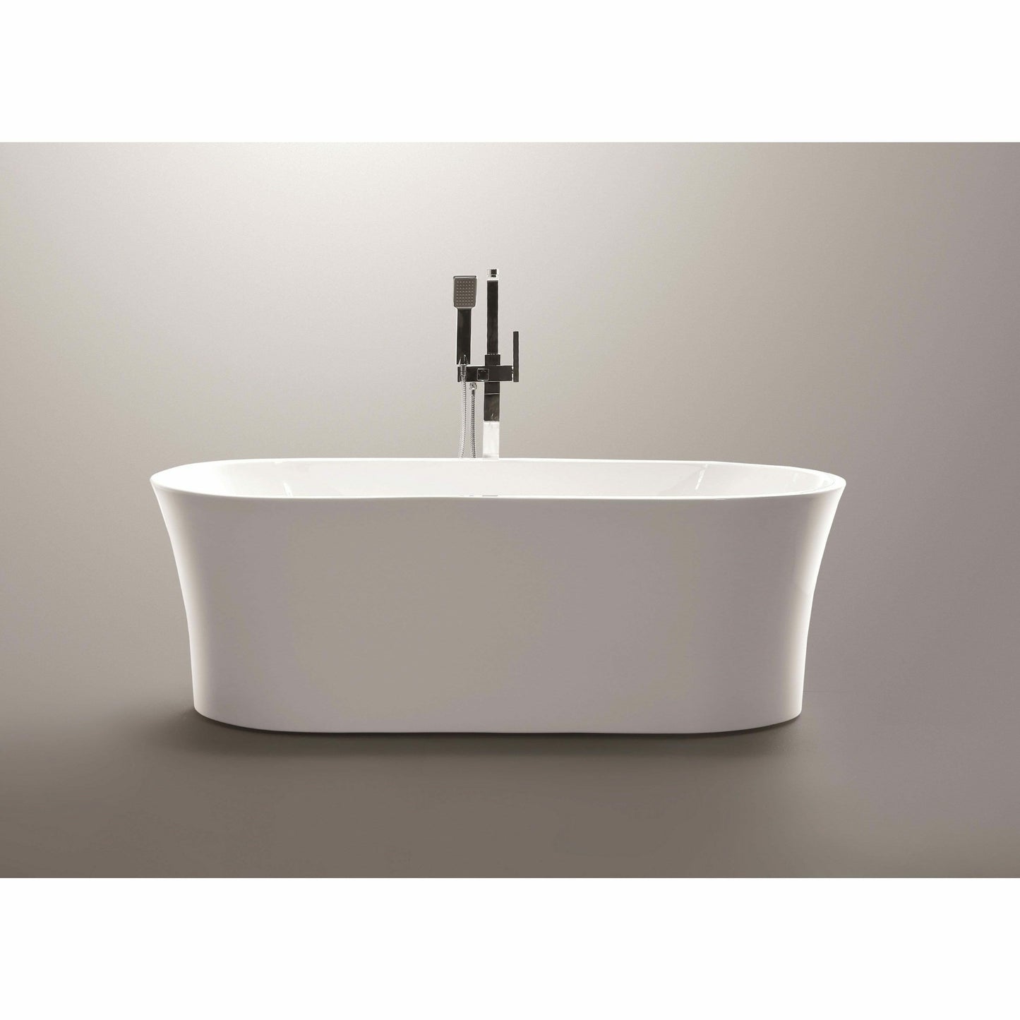 Vanity Art 63 Inch Freestanding White Acrylic Bathtub VA6809