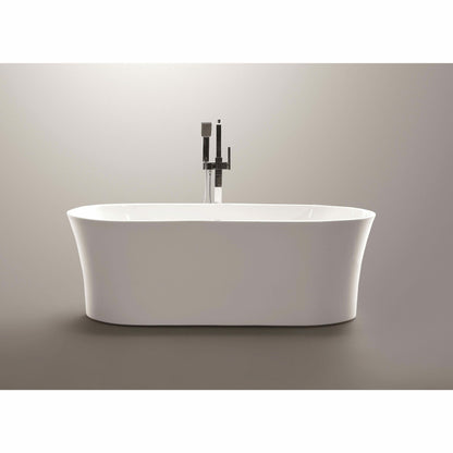 Vanity Art 63 Inch Freestanding White Acrylic Bathtub VA6809