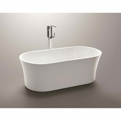 Vanity Art 63 Inch Freestanding White Acrylic Bathtub VA6809