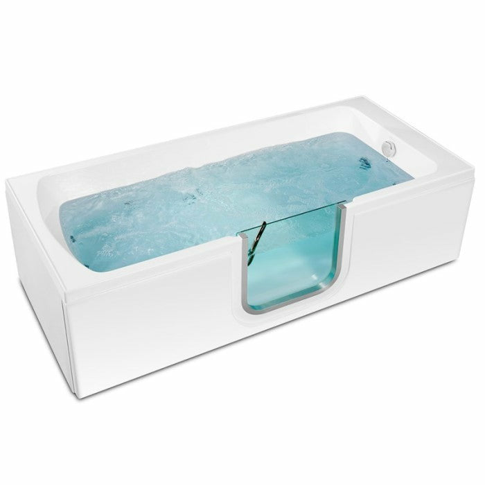 Ella's Bubbles Laydown 32"W x 72"L Acrylic Air Massage Walk-In Bathtub with Inward Swing Door, Fast Fill Faucet LA3272A