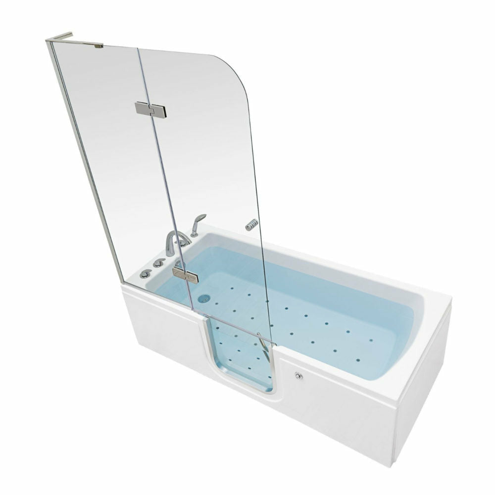 Ella's Bubbles Laydown 32"W x 72"L Acrylic Air Massage Walk-In Bathtub with Inward Swing Door, Fast Fill Faucet LA3272A