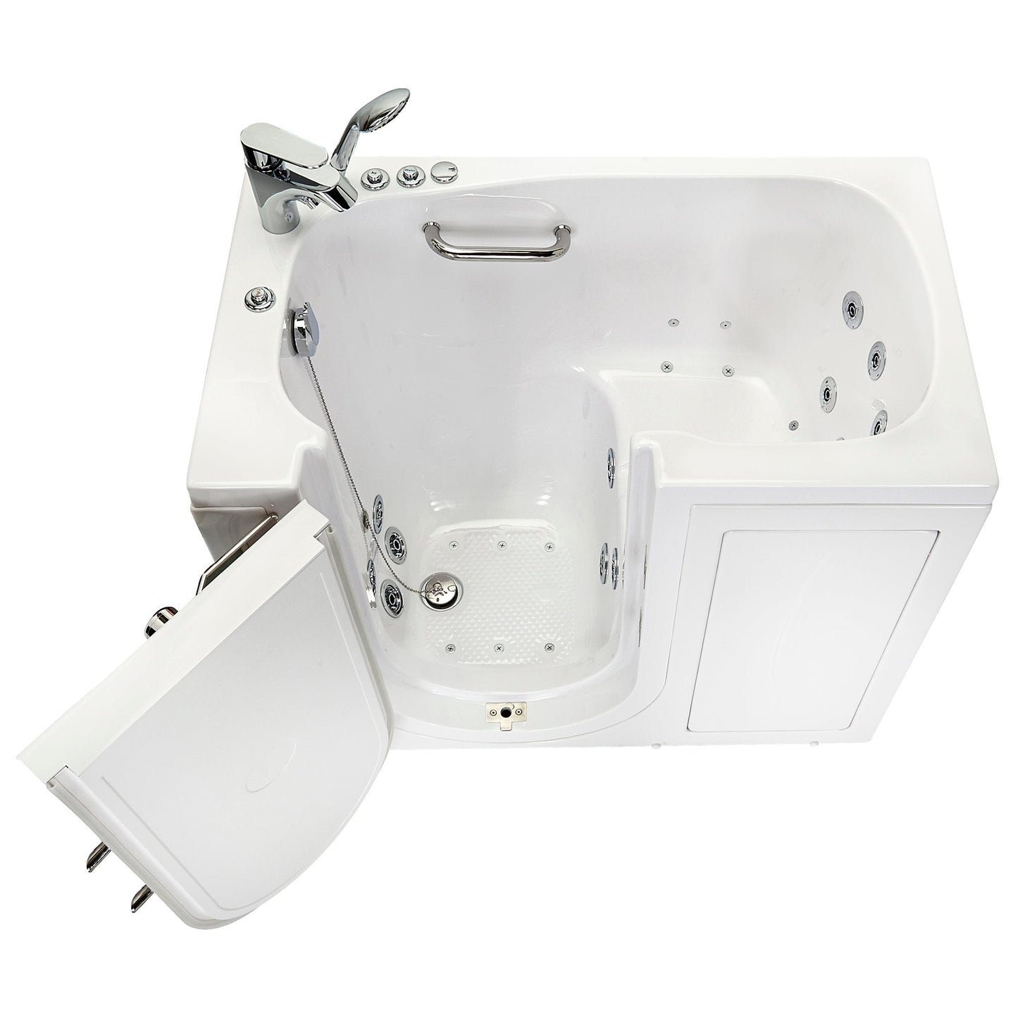 Ella's Bubbles Mobile 26"x45" Acrylic Air and Hydro Massage Walk-In Bathtub with Left Outward Swing Door, 2 Piece Fast Fill Faucet, 2" Drain OA2645D2PL