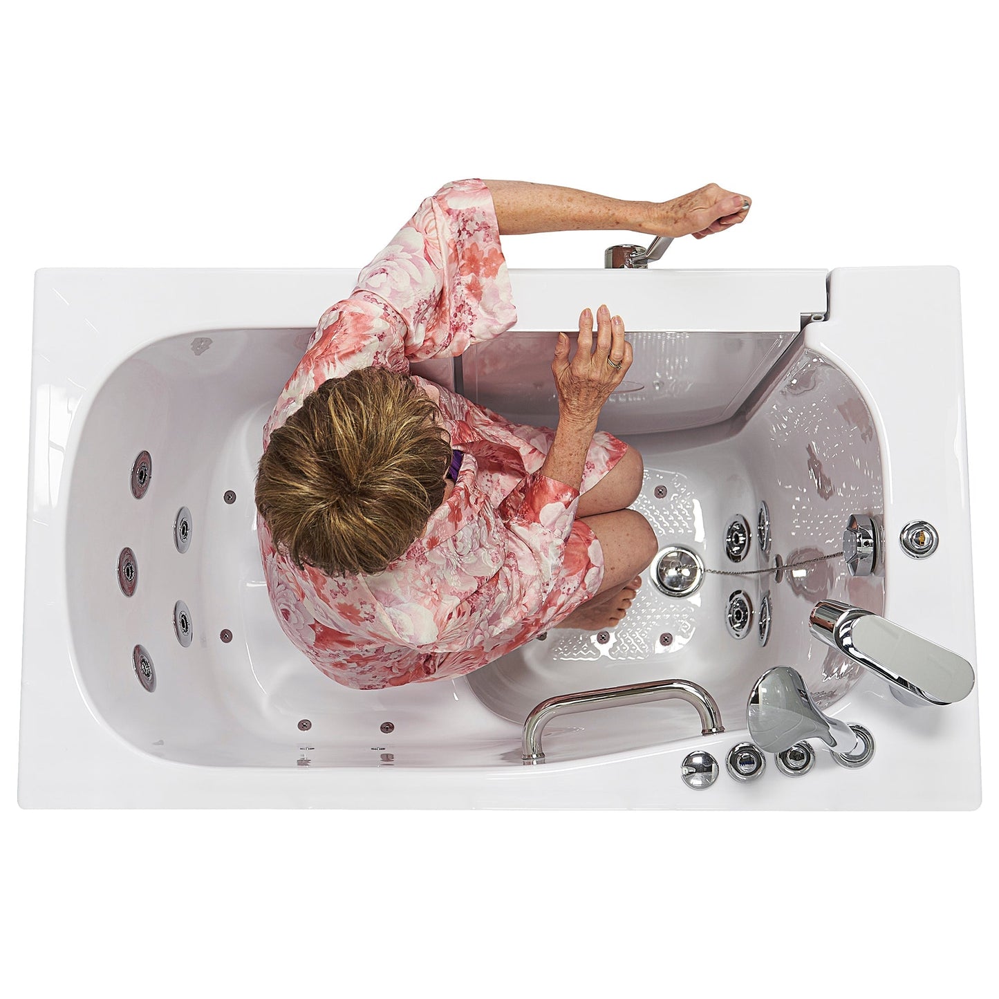 Ella's Bubbles Mobile 26"x45" Acrylic Air and Hydro Massage Walk-In Bathtub with Left Outward Swing Door, 2 Piece Fast Fill Faucet, 2" Drain OA2645D2PL