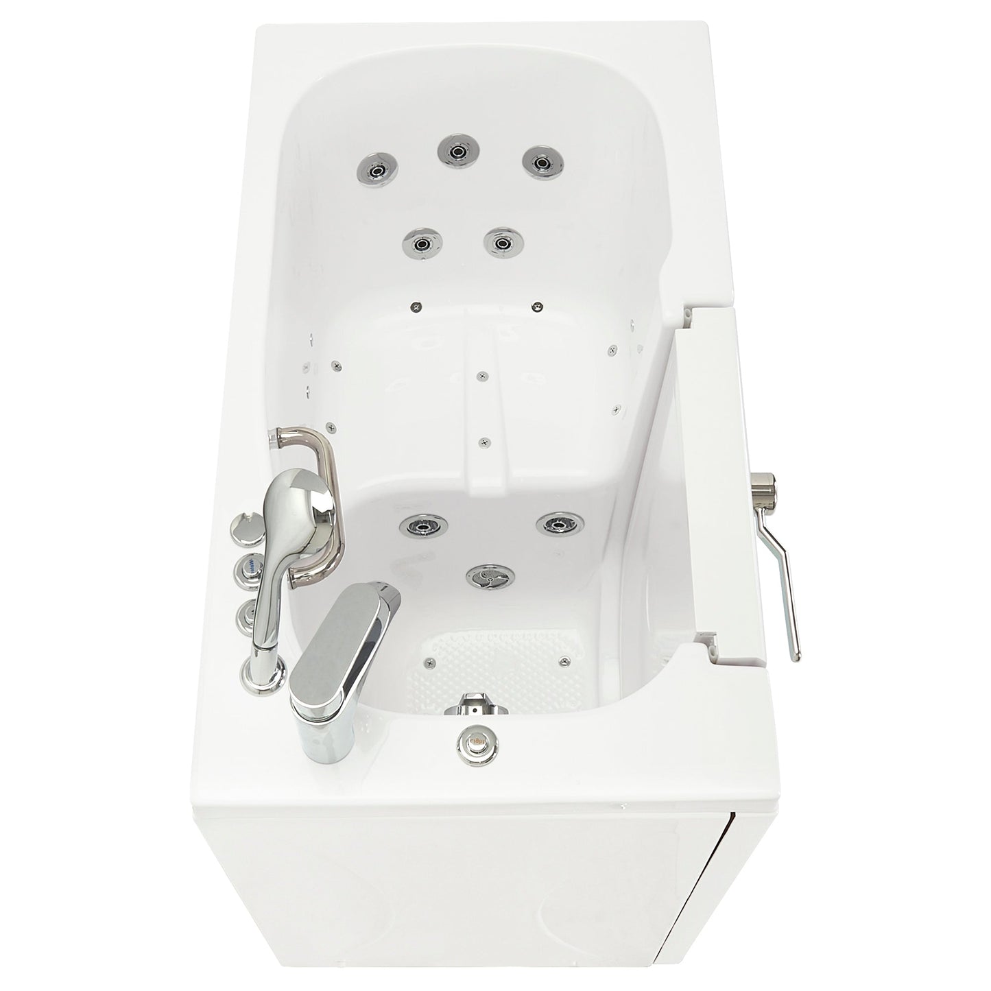 Ella's Bubbles Mobile 26"x45" Acrylic Air and Hydro Massage Walk-In Bathtub with Left Outward Swing Door, 2 Piece Fast Fill Faucet, 2" Drain OA2645D2PL