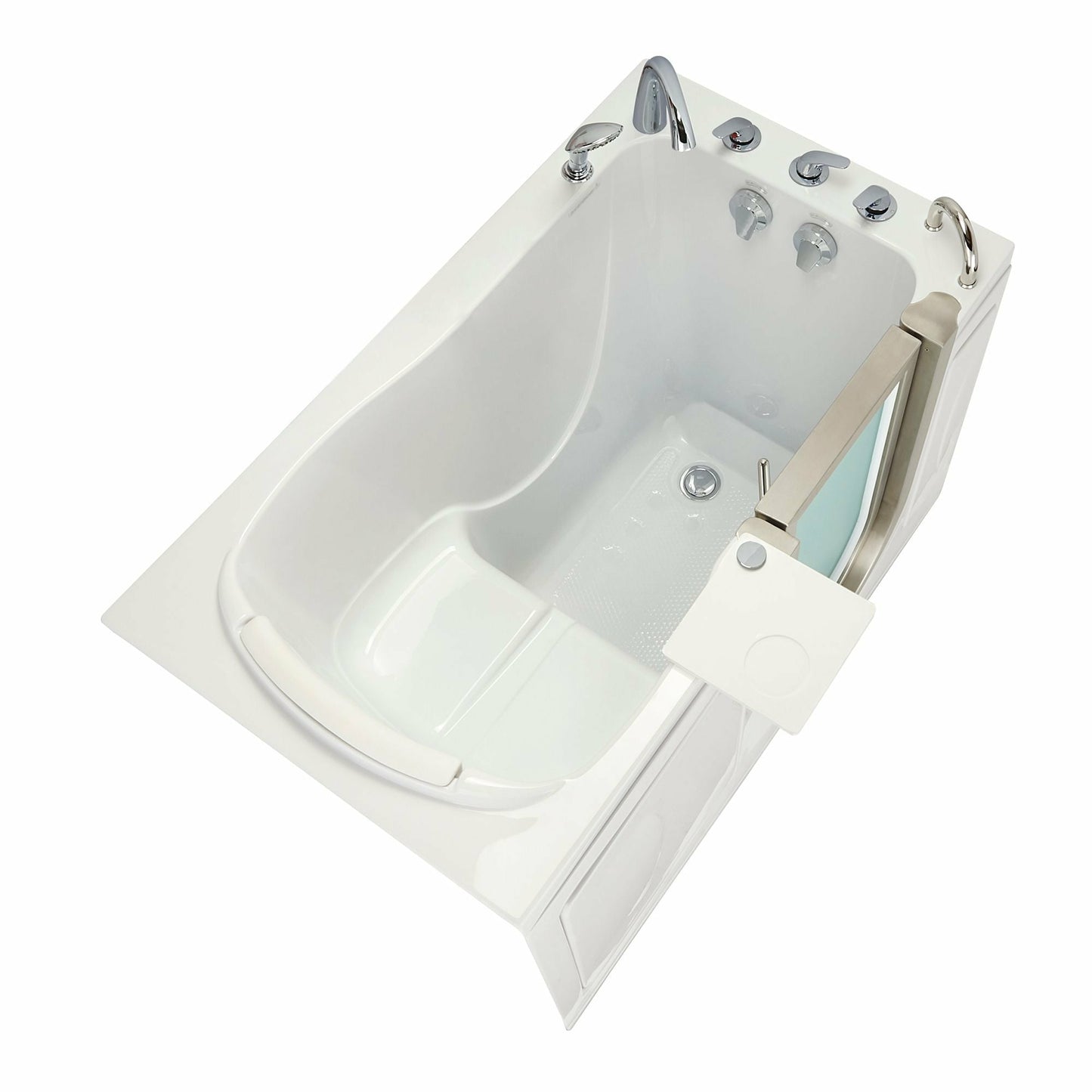 Ella's Bubbles Petite 28"W x 52"L Acrylic Soaking Walk-In-Bathtub, Inward Swing Door, Fast Fill Faucet, 2" Dual Drain 316