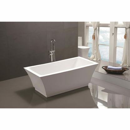 Vanity Art 59 Inch Freestanding White Acrylic Bathtub VA6817