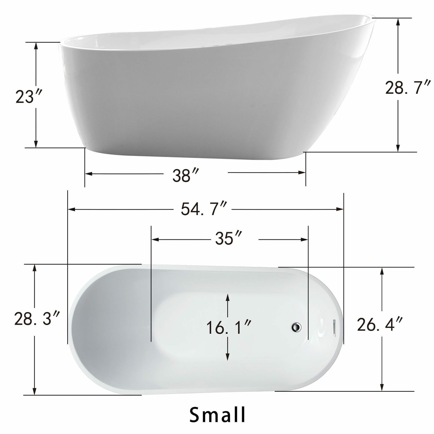 Vanity Art Freestanding Acrylic Soaking Bathtub VA6522