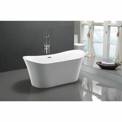 Vanity Art 67 Inch Freestanding White Acrylic Bathtub VA6805