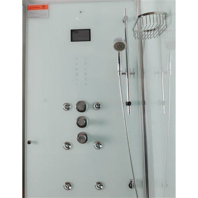 Athena 59" x 36" x 89" Left Rectangular Steam Shower with White Tempered Glass Walls WS141L-White