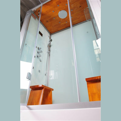 Athena 59" x 36" x 90" Walk In Steam Shower with White Tempered Glass Walls WS112-White