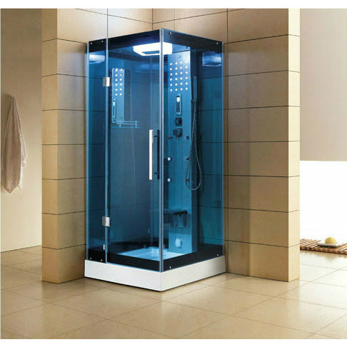 Mesa 32" x 32" x 85" Walk In Steam Shower with Blue Glass WS-303A