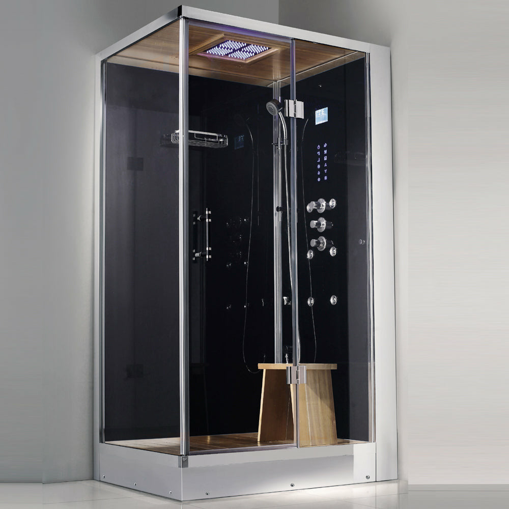 Athena 39" x 32" x 89" Right Walk In Steam Shower with Black Tempered Glass Walls WS-108R