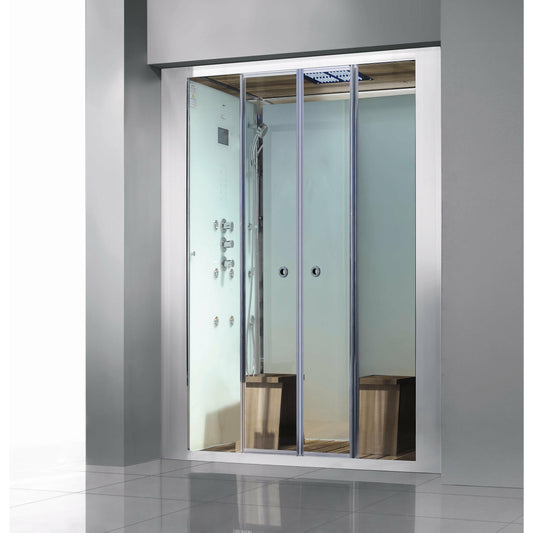 Athena 59" x 36" x 90" Walk In Steam Shower with White Tempered Glass Walls WS112-White