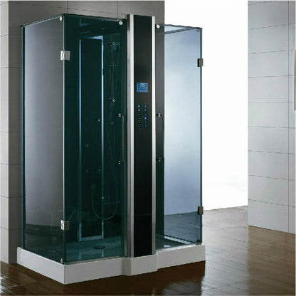 Athena 59" x 36" x 89" Rectangular Steam Shower with Blue Tempered Glass Walls WS123-Blue