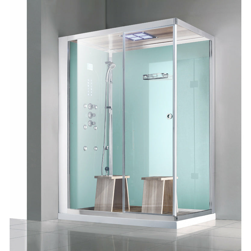 Athena 59" x 36" x 89" Left Rectangular Steam Shower with White Tempered Glass Walls WS141L-White