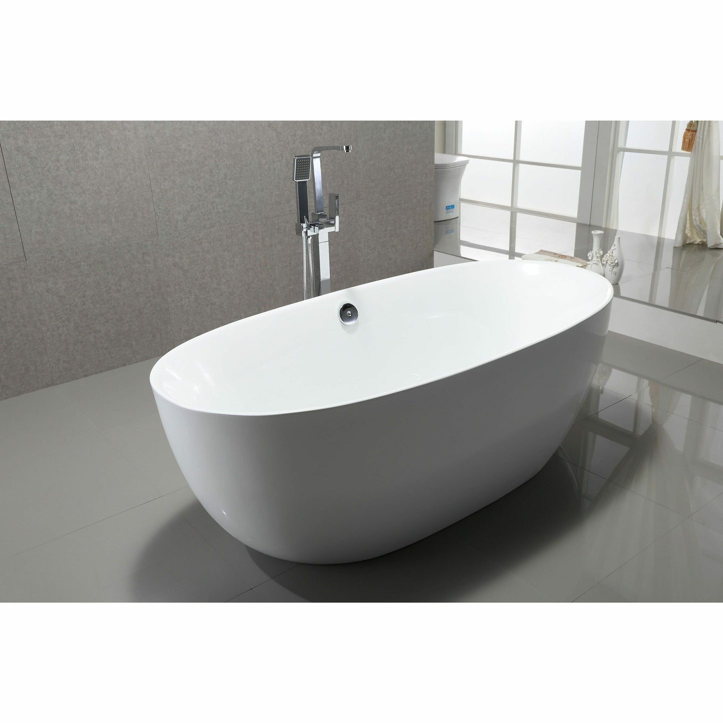 Vanity Art 67 Inch Freestanding Soaking Acrylic Bathtub VA6833