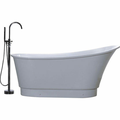 Vanity Art 67 Inch Freestanding White Acrylic Bathtub VA6803