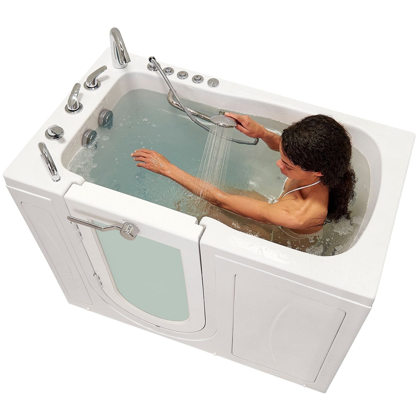 Ella's Bubbles Monaco 32"x52" Acrylic Air and Hydro Massage Walk-In Bathtub with Right Outward Swing Door, 5 Piece Fast Fill Faucet, 2" Dual Drain OA3252D5PR